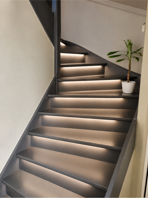 Escalier LED intelligent : éclairage progressif marche par marche