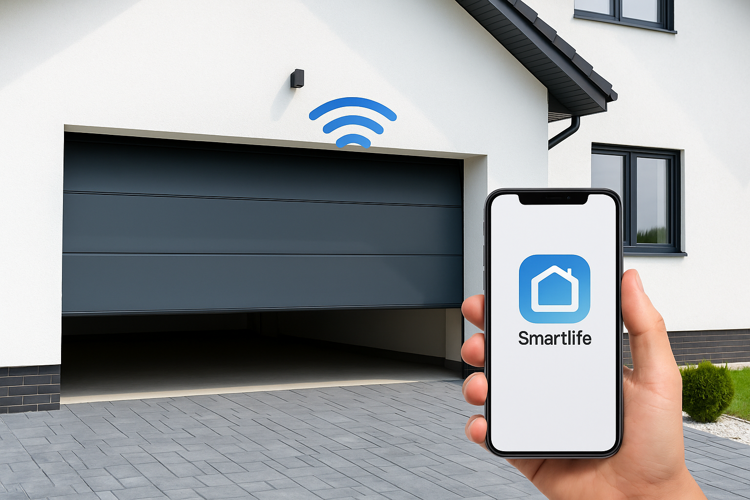 Porte de garage connectée pilotée depuis l'application SmartLife