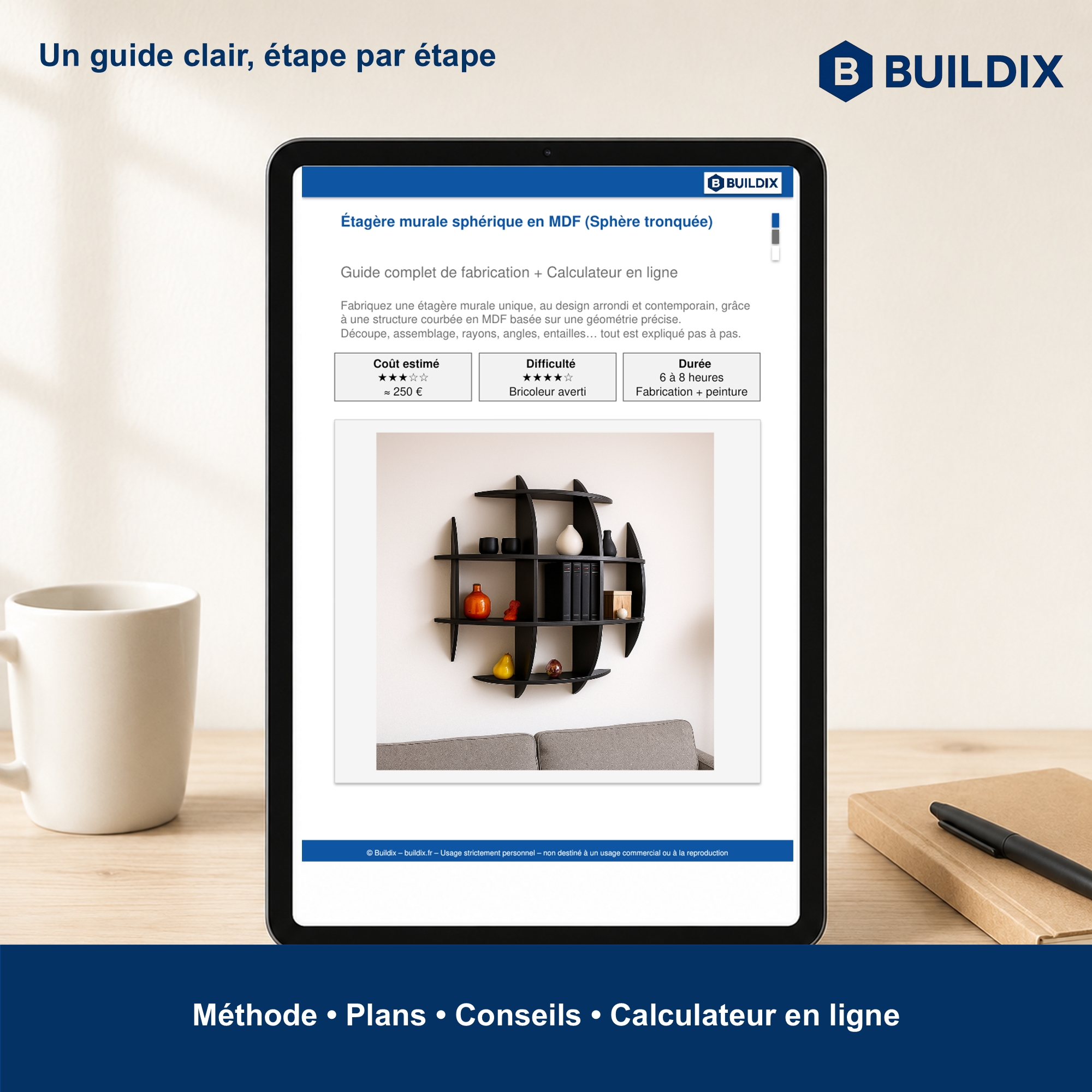 Visuel de présentation du guide Étagère sphère tronquée (5 sur 6)